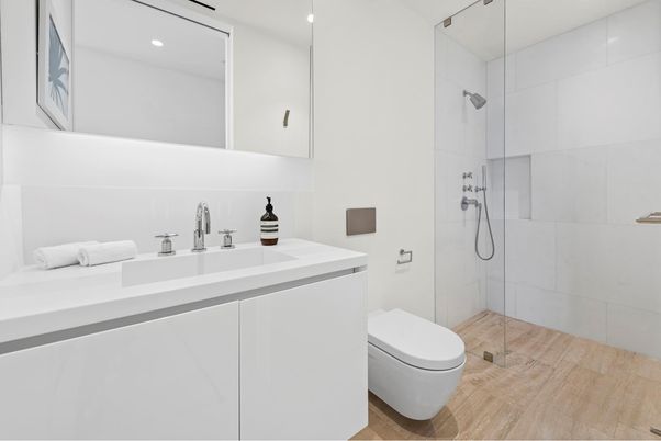 Bathroom, Glass Shower, Interior, Recessed Lighting