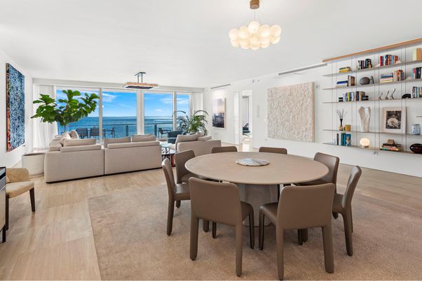Dining room, Interior, Living room, Pendant Lights, Water, Wood Texture Flooring
