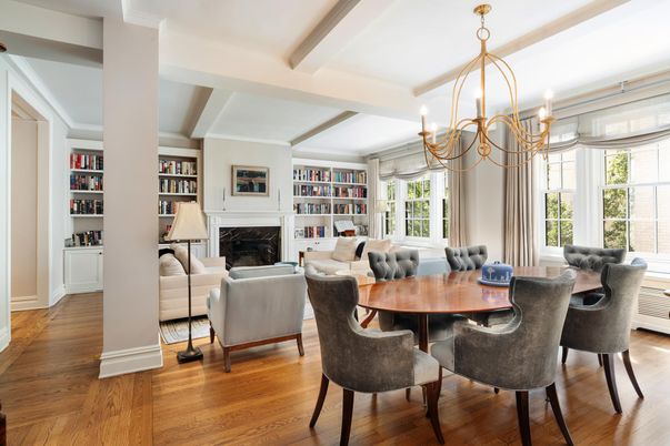 Chandelier, Dining room, Fireplace, Interior, Living room, Wood Texture Flooring