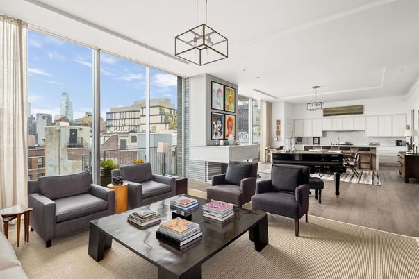 Dining room, Interior, Kitchen, Living room, Pendant Lights, Stainless Steel Appliances, Wood Texture Flooring