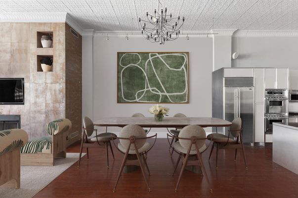 Dining room, Interior, Kitchen, Stainless Steel Appliances, Wood Texture Flooring