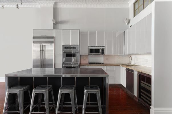 Interior, Kitchen, Stainless Steel Appliances, Wood Texture Flooring