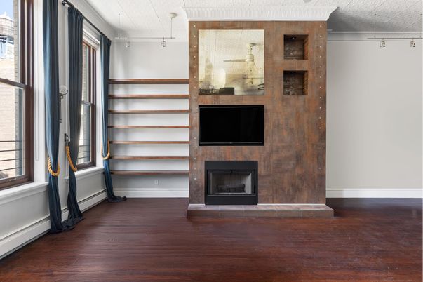 Empty room, Fireplace, Interior, Wood Texture Flooring