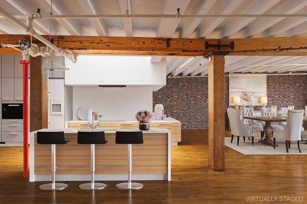 Dining room, Interior, Kitchen, Stone Walls, Wooden Beams, Wood Texture Flooring
