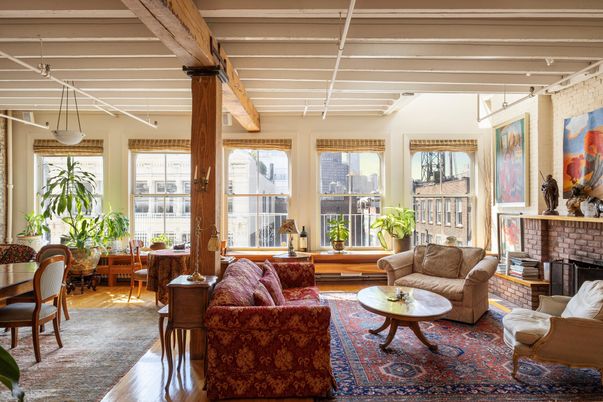 Dining room, Fireplace, Interior, Living room, Wooden Beams, Wood Texture Flooring