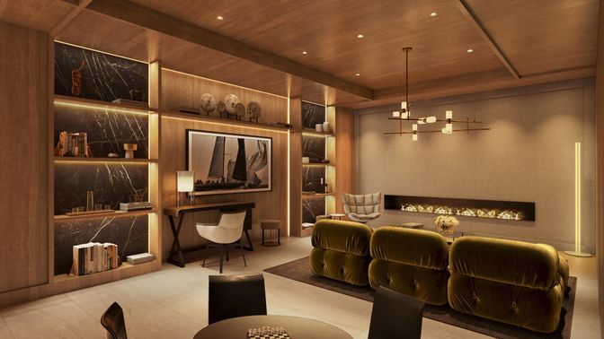 Fireplace, Home Office, Interior, Pendant Lights, Recessed Lighting, Wooden Beams, Wooden Ceilings