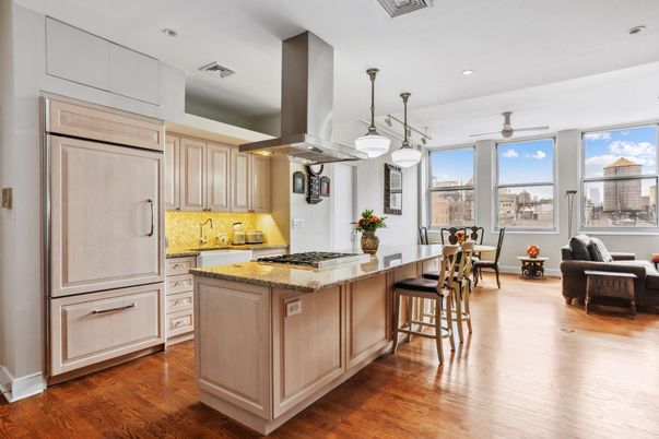 Dining room, Interior, Kitchen, Living room, Pendant Lights, Recessed Lighting, Wood Texture Flooring