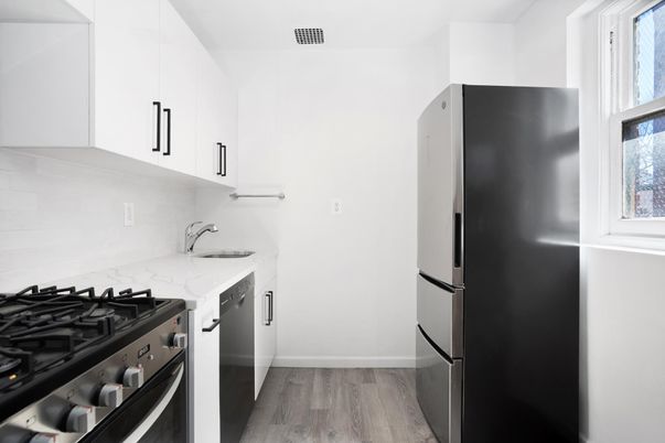 Interior, Kitchen, Stainless Steel Appliances, Wood Texture Flooring