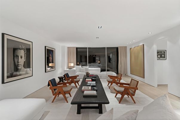 Interior, Living room, Recessed Lighting, Wood Texture Flooring