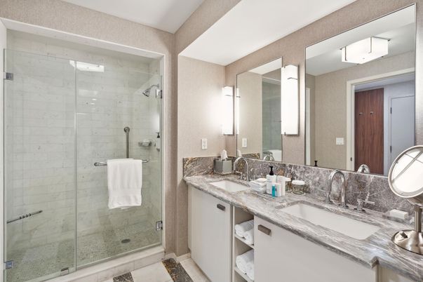 Bathroom, Dual Sink Vanities, Glass Shower, Interior