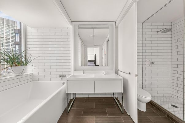 Bathroom, Dual Sink Vanities, Interior, Wood Texture Flooring