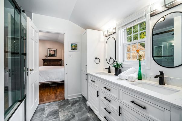 Bathroom, Bedroom, Dual Sink Vanities, Interior, Wood Texture Flooring