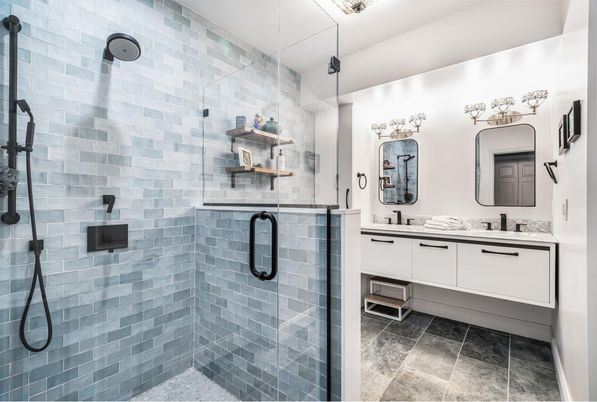 Bathroom, Dual Sink Vanities, Glass Shower, Interior