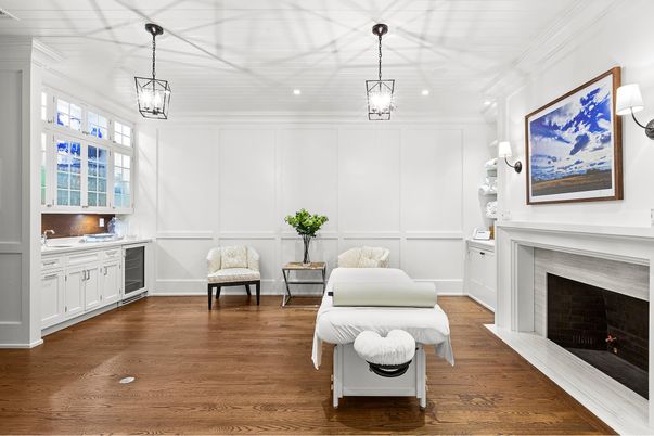 Fireplace, Interior, Pendant Lights, Recessed Lighting, Wood Texture Flooring