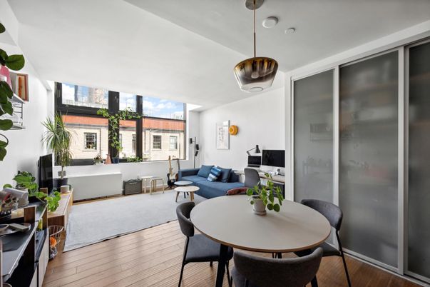 Dining room, Interior, Living room, Pendant Lights, Wood Texture Flooring