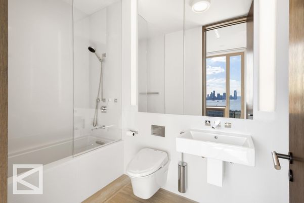 Bathroom, Glass Shower, Interior, Wood Texture Flooring