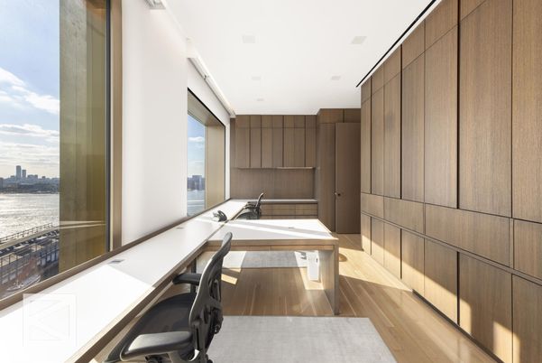 Home Office, Interior, Recessed Lighting, Wood Texture Flooring