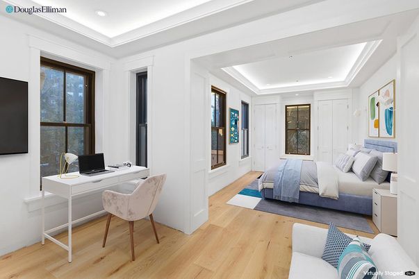 Bedroom, Home Office, Interior, Recessed Lighting, Wood Texture Flooring