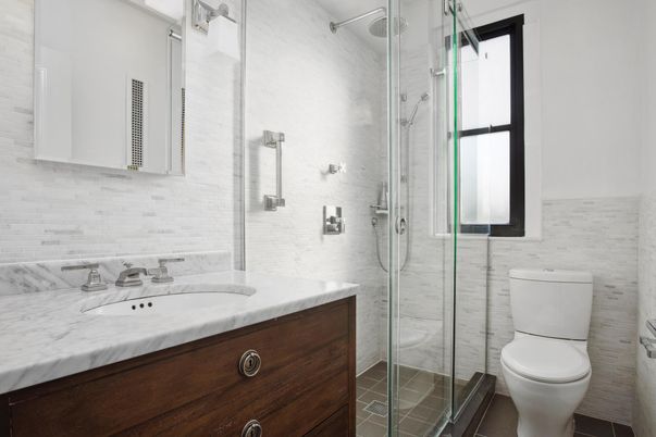 Bathroom, Glass Shower, Interior, Marble Walls