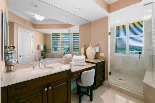 Bathroom, Glass Shower, Interior, Recessed Lighting