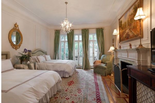 Bedroom, Chandelier, Fireplace, Interior