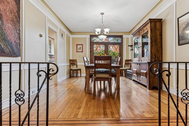 Chandelier, Dining room, Interior, Wood Texture Flooring