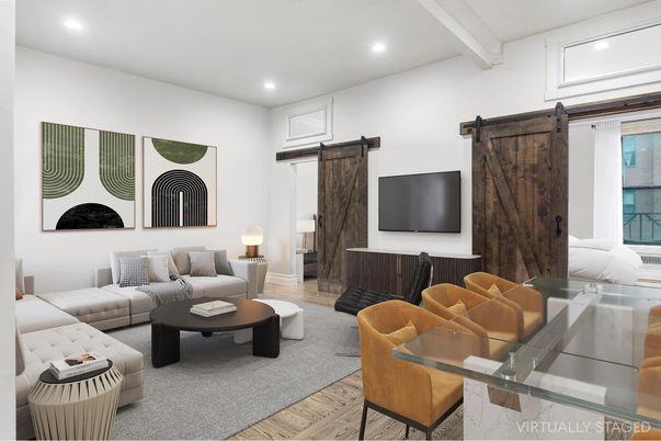 Dining room, Interior, Living room, Recessed Lighting, Wood Texture Flooring