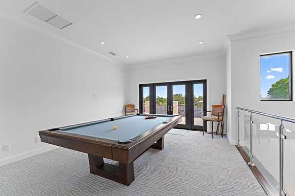 Billiard Table, Game Room, Interior, Recessed Lighting
