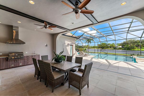 Dining room, Glass Ceilings, Interior, Pool, Recessed Lighting, Sun Room