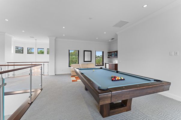 Billiard Table, Game Room, Interior, Recessed Lighting