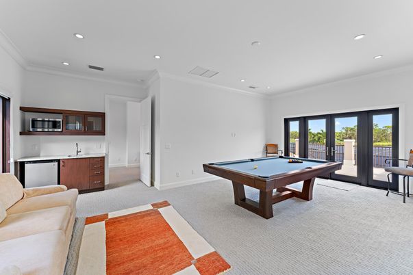 Billiard Table, Game Room, Interior, Recessed Lighting