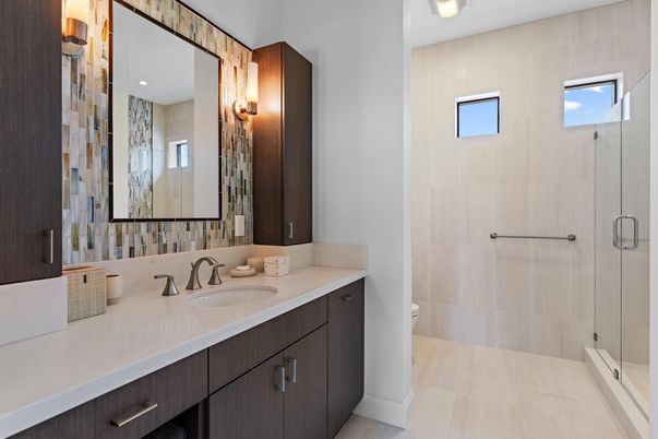 Bathroom, Glass Shower, Interior, Recessed Lighting