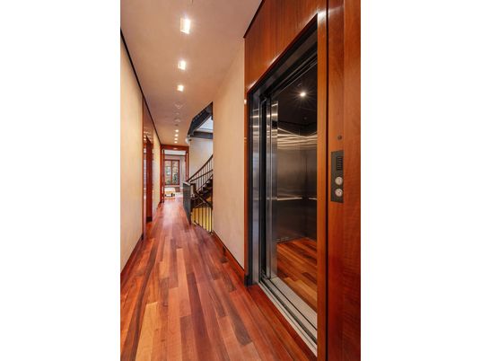 Elevator, Interior, Recessed Lighting, Wood Texture Flooring