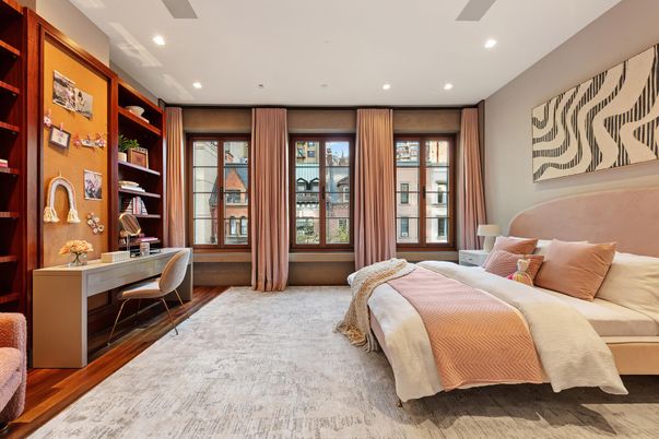 Bedroom, Home Office, Interior, Recessed Lighting, Wood Texture Flooring