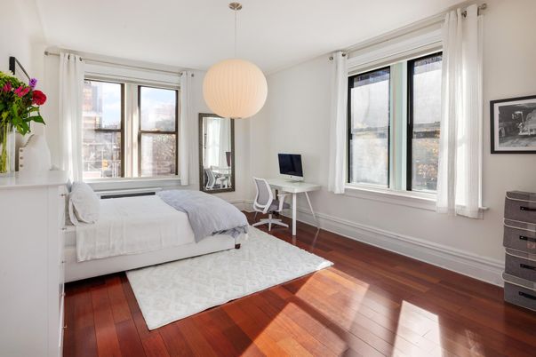Bedroom, Home Office, Interior, Pendant Lights, Wood Texture Flooring