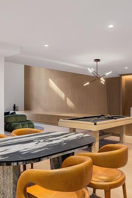 Billiard Table, Game Room, Interior, Pendant Lights, Recessed Lighting