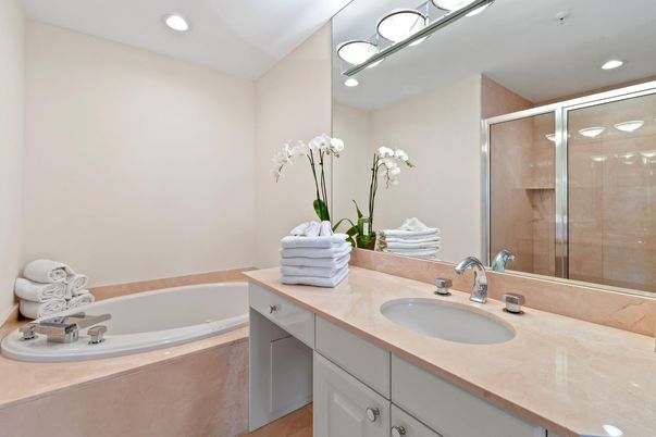 Bathroom, Glass Shower, Interior, Recessed Lighting