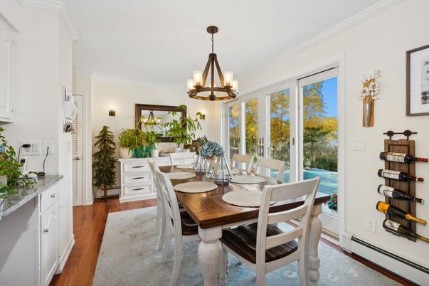 Chandelier, Dining room, Interior, Wood Texture Flooring