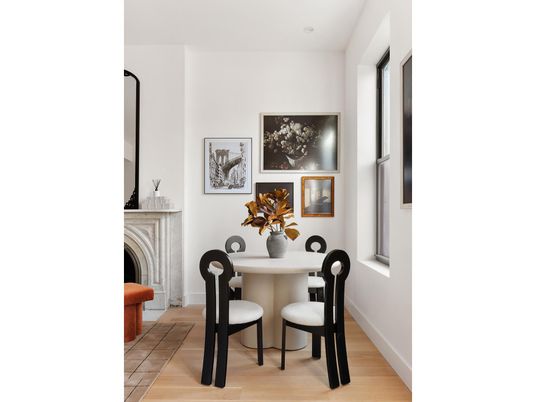Dining room, Fireplace, Interior, Wood Texture Flooring