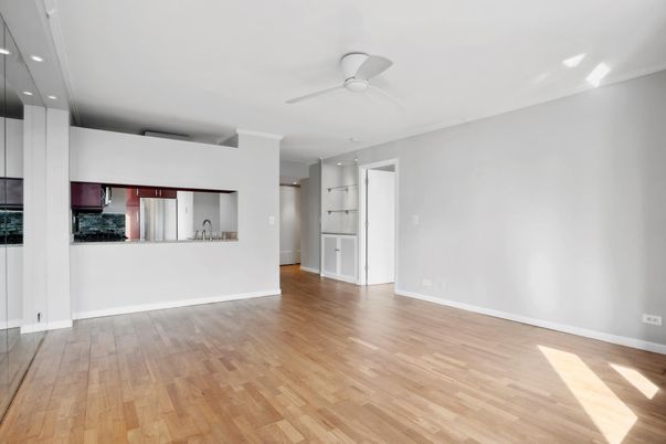 Empty room, Interior, Kitchen, Recessed Lighting, Wood Texture Flooring