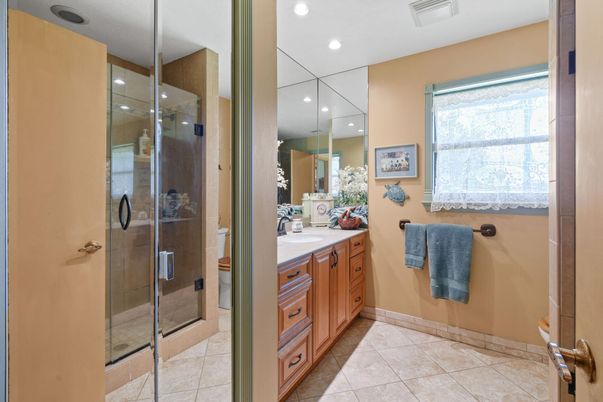 Bathroom, Glass Shower, Interior, Recessed Lighting
