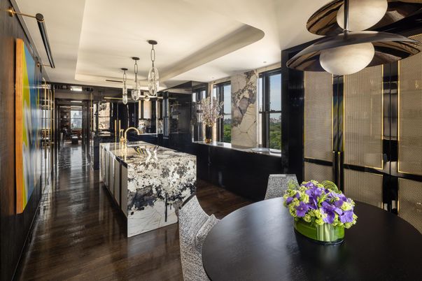 Dining room, Interior, Kitchen, Pendant Lights, Wood Texture Flooring