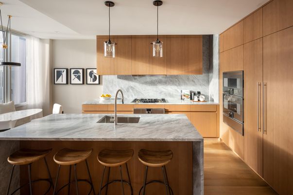 Interior, Kitchen, Pendant Lights, Stainless Steel Appliances, Wood Texture Flooring