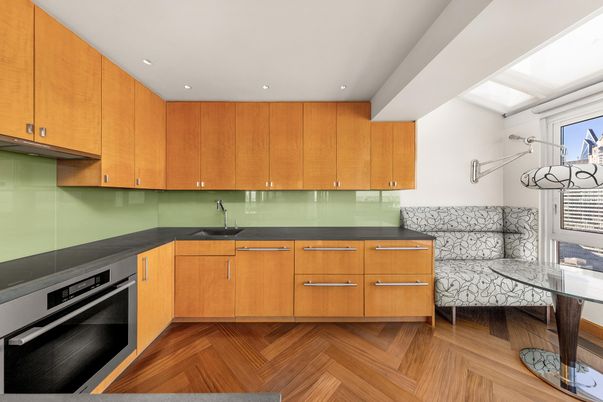 Interior, Kitchen, Recessed Lighting, Wood Texture Flooring