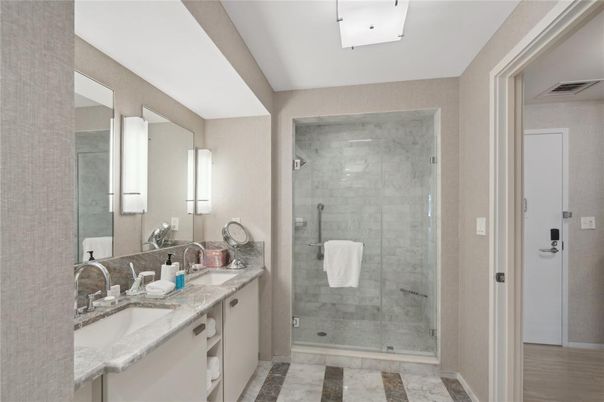 Bathroom, Dual Sink Vanities, Glass Shower, Interior