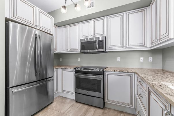 Interior, Kitchen, Stainless Steel Appliances, Wood Texture Flooring