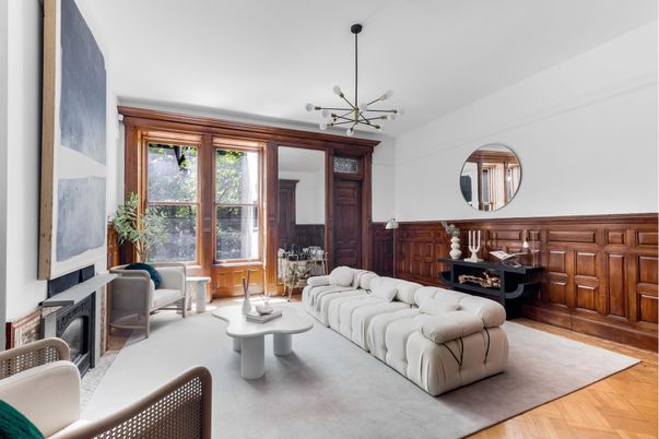 Fireplace, Interior, Living room, Pendant Lights, Wood Texture Flooring, Wooden Walls