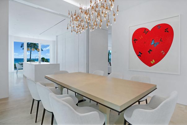 Dining room, Interior, Pendant Lights, Water