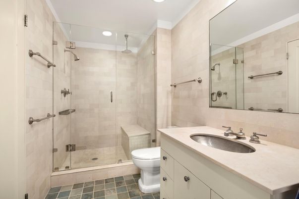 Bathroom, Glass Shower, Interior, Recessed Lighting