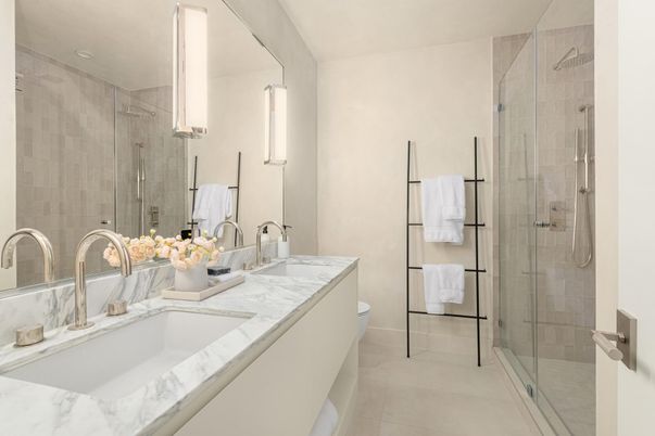 Bathroom, Dual Sink Vanities, Glass Shower, Interior, Recessed Lighting